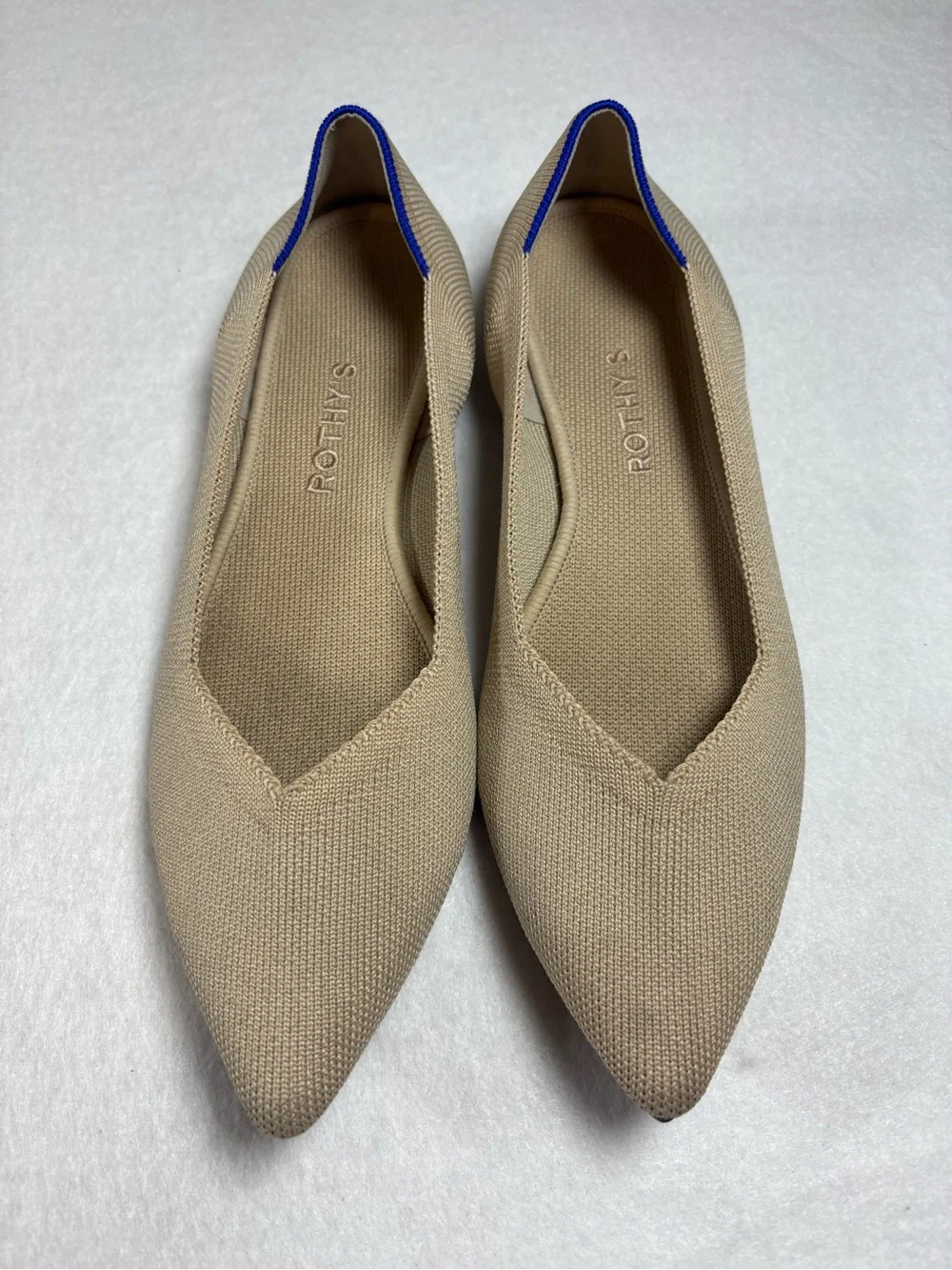 Rothy’s The Point Flats Women’s Size 9.5 Beige Knit Pointed Toe Washable